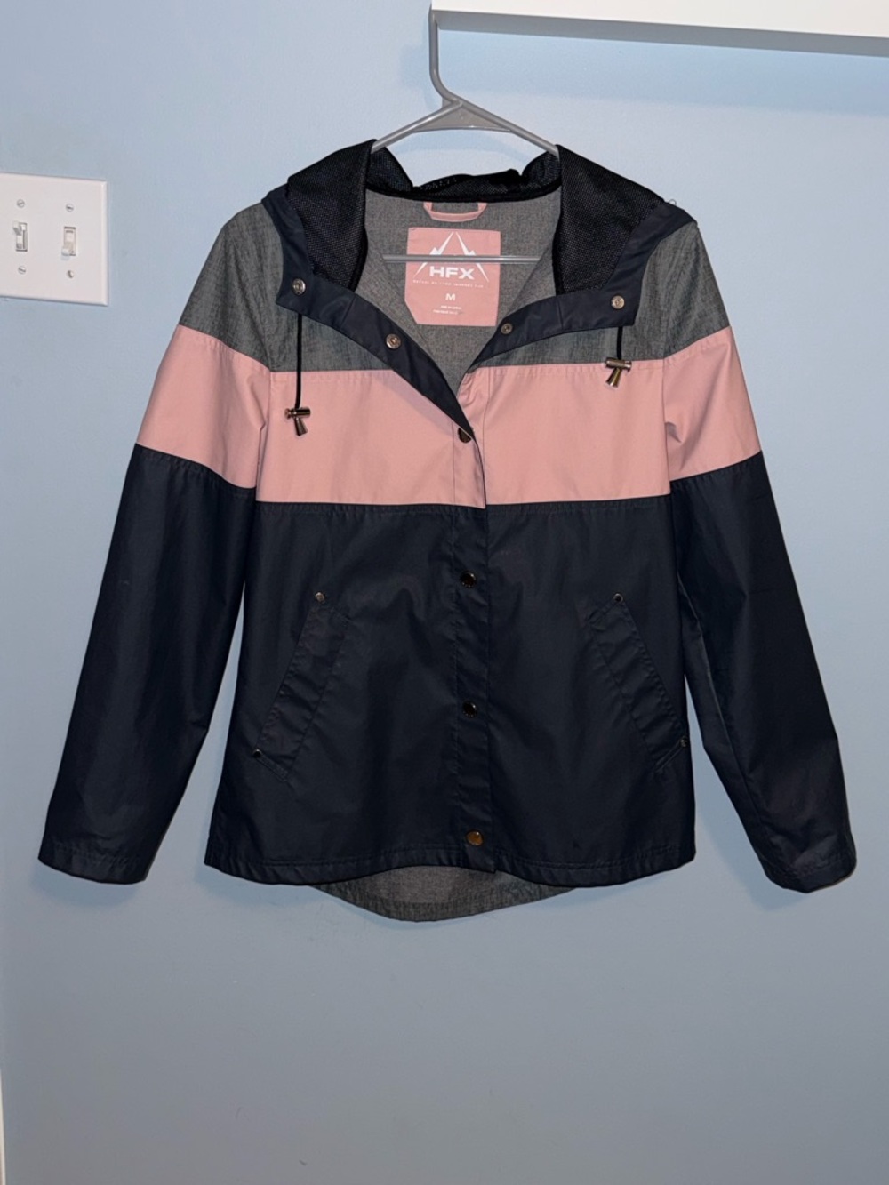 Halifax HFX Color Block Rain Jacket - Gray, Pink, Navy Blue (Size M)